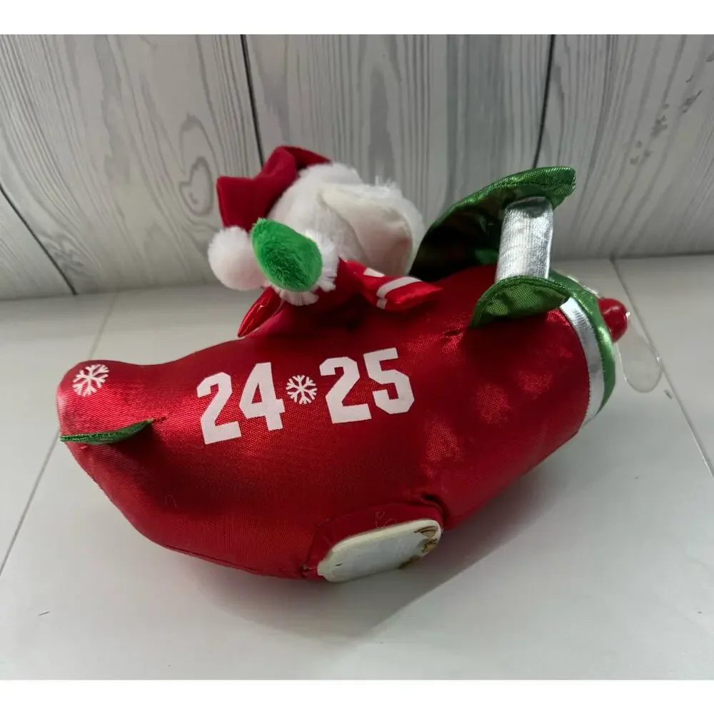 Gemmy Animated Airplane Santa Plush Musical Singing Light Up Toy